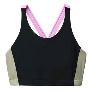 PrAna Baja Bound Bikini Top XS Black Color Block Green Pink Swimsuit Summer Pool